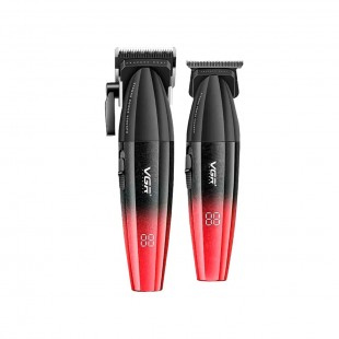 KIT MAQUINA DE CABELO VGR V-640 2IN1 PRETO/VERMELHO BIVOLT