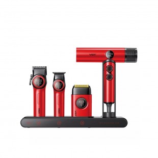 KIT MAQUINA DE CABELO VGR STEPLESS PRO 4IN1 VERMELHO 110V 
