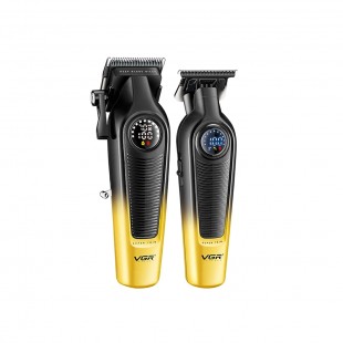 KIT MAQUINA DE CABELO VGR V-196&996 2IN1 PRETO/GOLD BIVOLT 