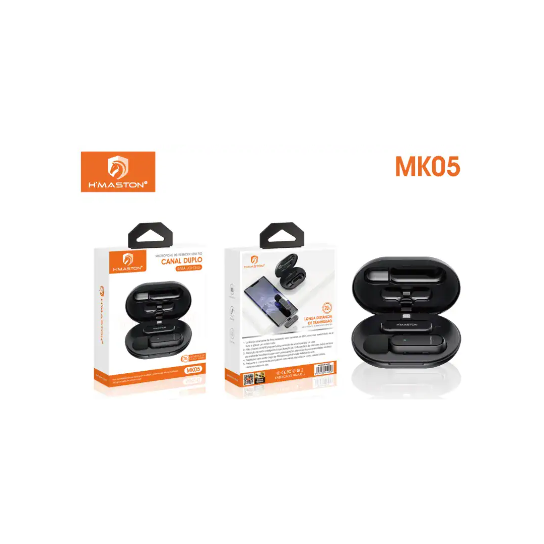 MICROFONE WIR H'MASTON MK05 1MIC IPHONE PRETO