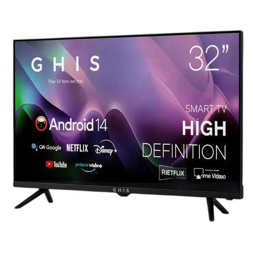 TV LED 32" GHIS GH32A SMART HIGH DEFINITION MIRACAST ANDROID 14"