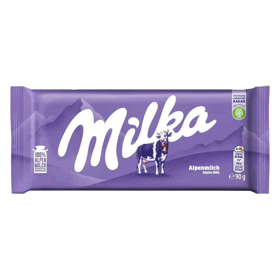 CHOCOLATE MILKA ALPINE MILK ALPENMILCH BARRA 90GR
