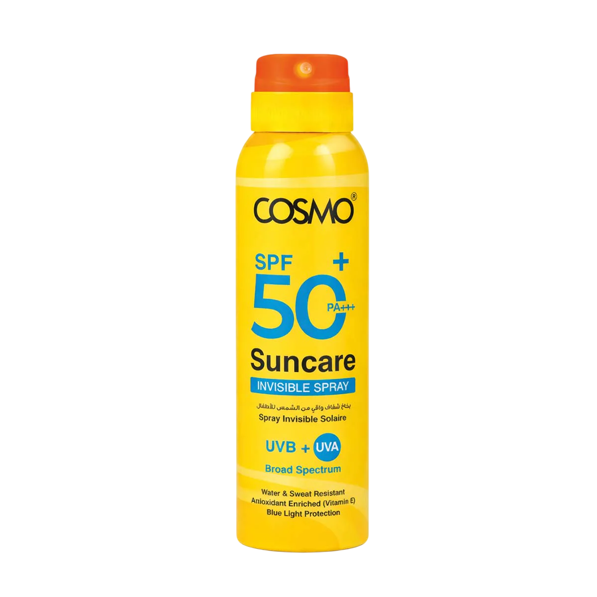 Protetor Solar Spray Cosmo Suncare Invisile SPF50+ PA+++ UVB+UVA 150ML