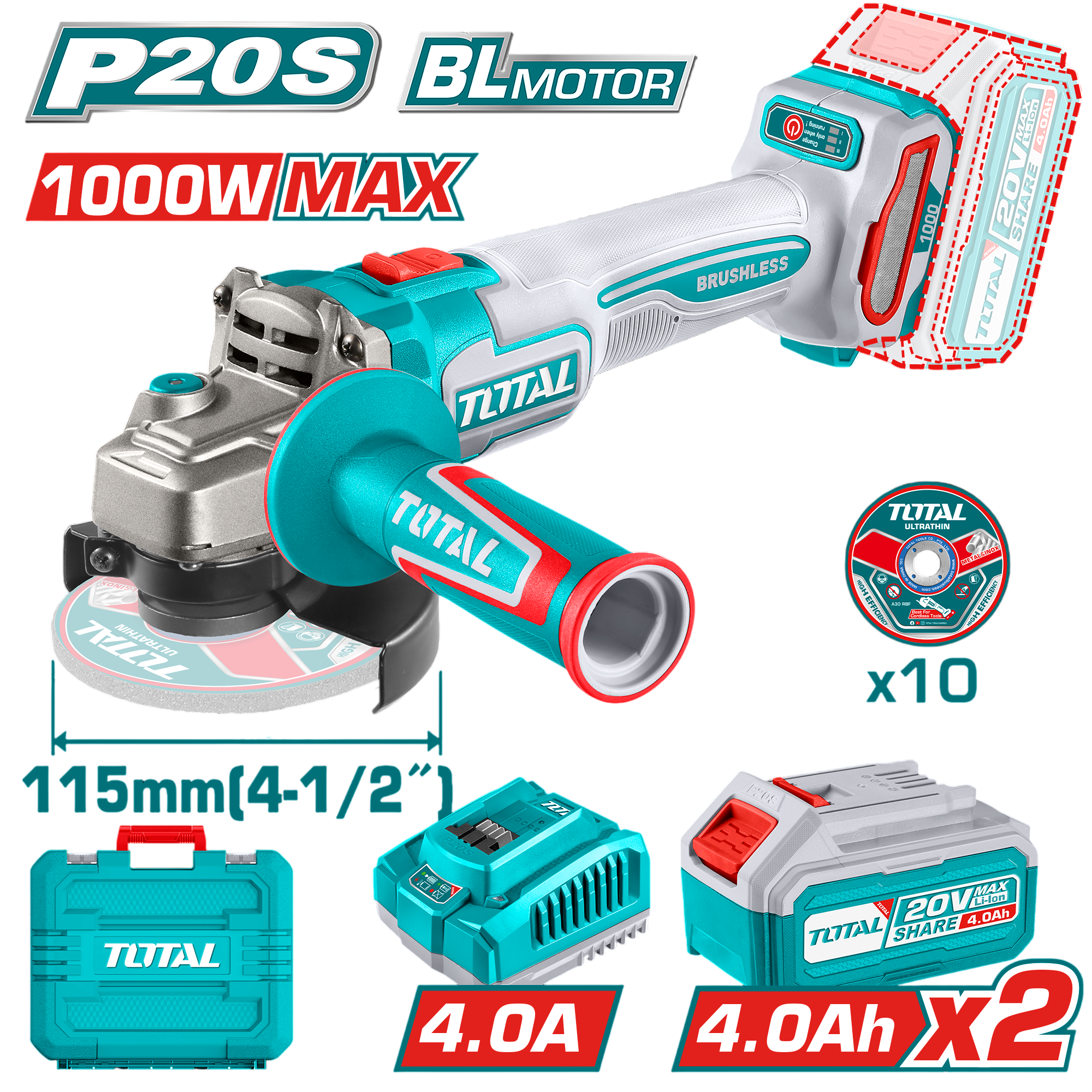 AMOLADORA TOTAL TAGLI271532 1000W 2B