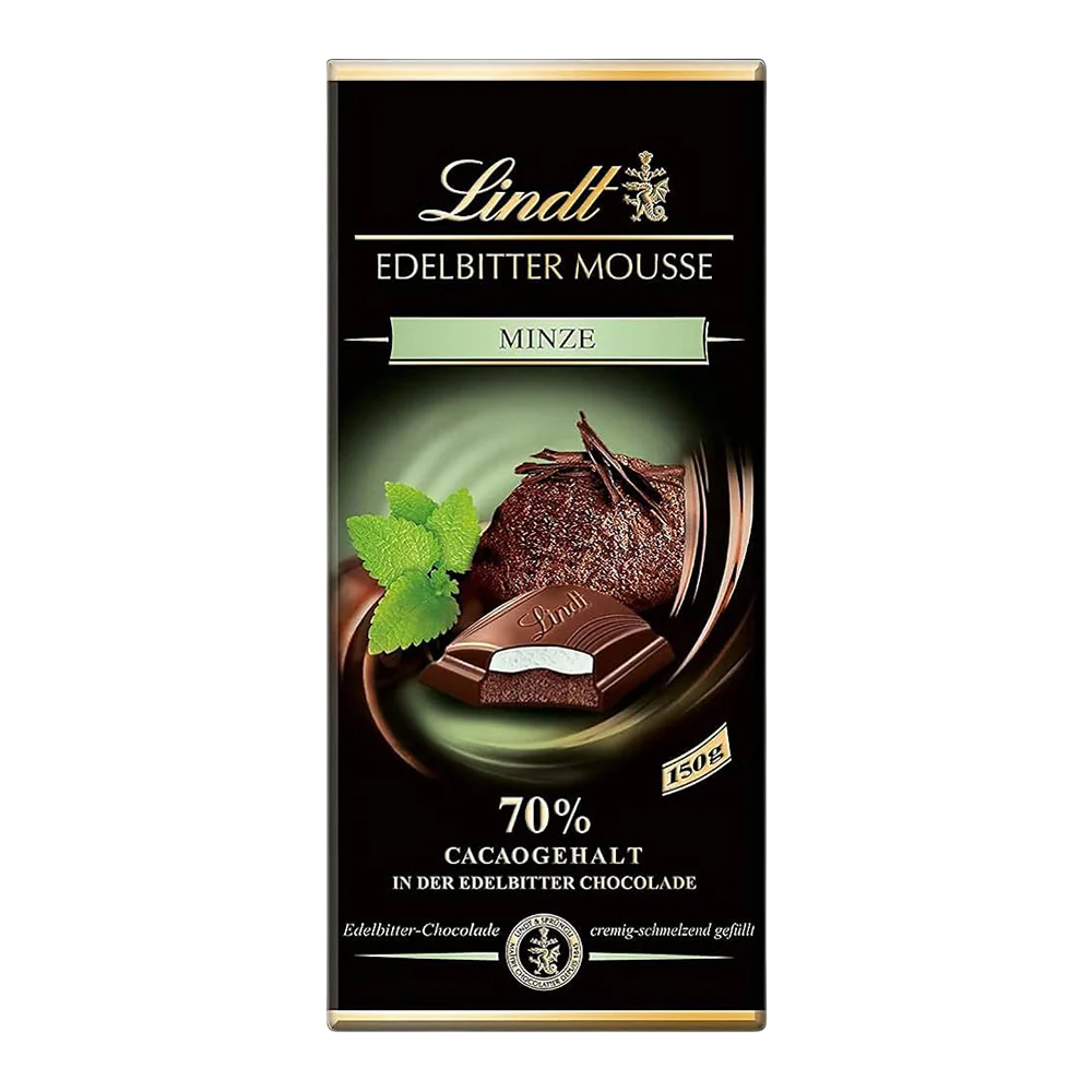 Chocolate Lindt Edelbitter Mouse Minzed 70% Cacagehalt 150G