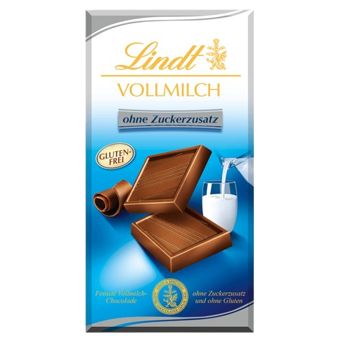 Chocolate Lindt Vollmich OHNE Zuckerzusatz Leite 100G