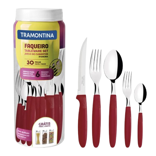 KIT TALHERES TRAMONTINA 23398/788 VERMELHO 30PZ*