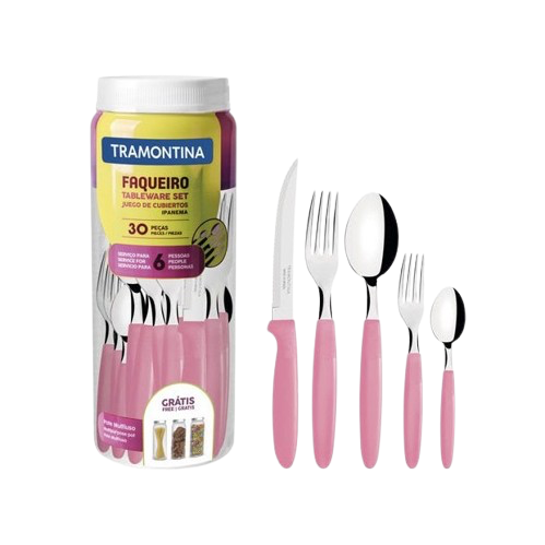 KIT TALHERES TRAMONTINA 23398/488 ROSADO 30PZ*