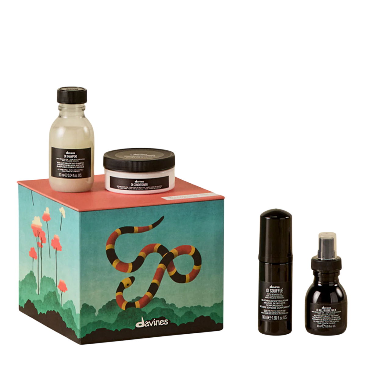 KIT DAVINES ELEGANT TROPIC FOREST GIFT/SH90ML/CON75ML/OIL50ML/MILK50ML