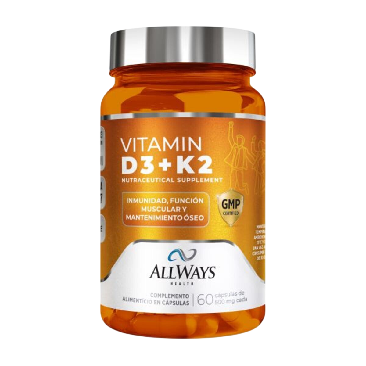 SUPLEMENTO ALLWAYS VITAMIN D3+K2 60 COMPRIMIDOS