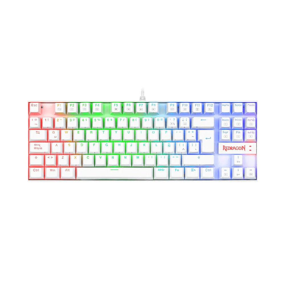 Teclado USB MEC Gamer Redragon K552W-RGB SW RED Kumara White Ingles
