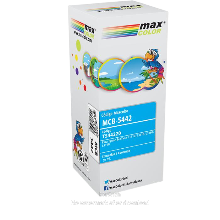 Anúncio: Tinta Maxcolor Mcb-5442 P/EPSON Cyan 70ml