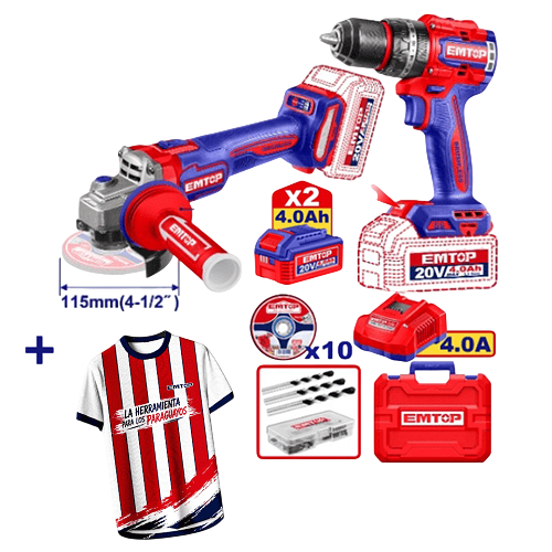 Anúncio: Kit Parafusadeira e Lixadeira Bateria Emtop Eckl20256 1BAT/CAR/CAMISET