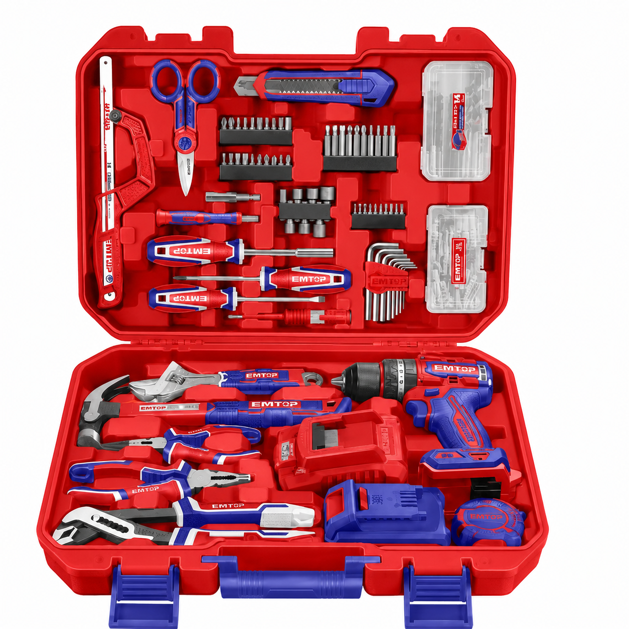 Anúncio: Kit Parafusadeira Bateria Emtop Eedk16601 166 PE€AS 1 Bateria 633562