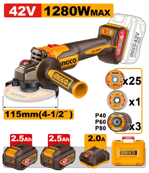Anúncio: Lixadeira Bateria Ingco Cagli4128112 42V 2.5Ah 2BAT/BIVOLT