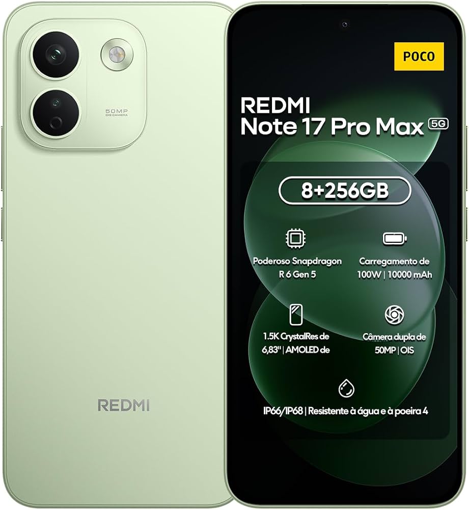 Anúncio: Cel Xiaomi Redmi Note 17 Pro Max 5G 8GB+256GB Verde