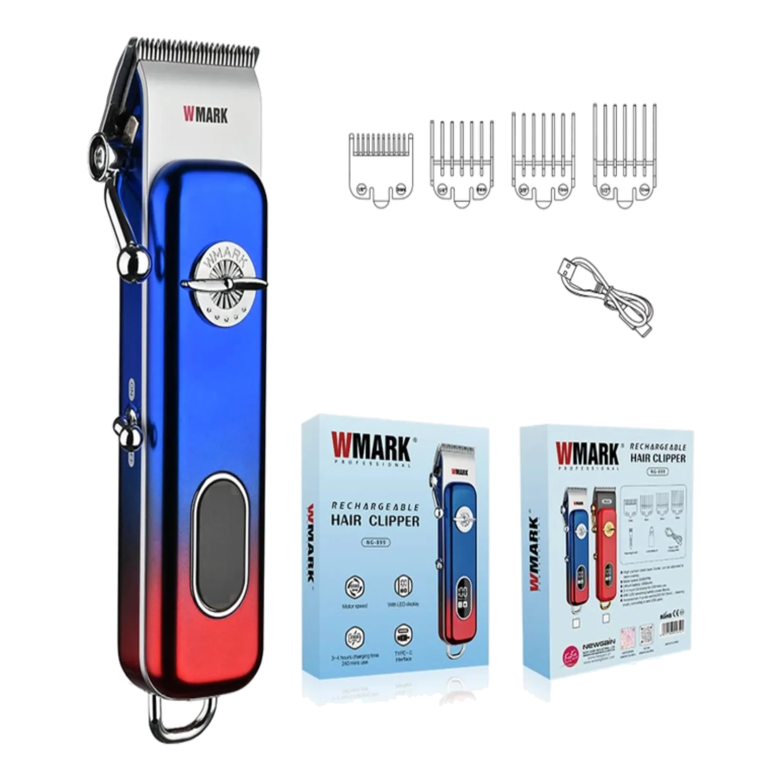 Anúncio: Maquina Cabelo Wmark Ng-899 Clipper AZUL/VERMELHOR