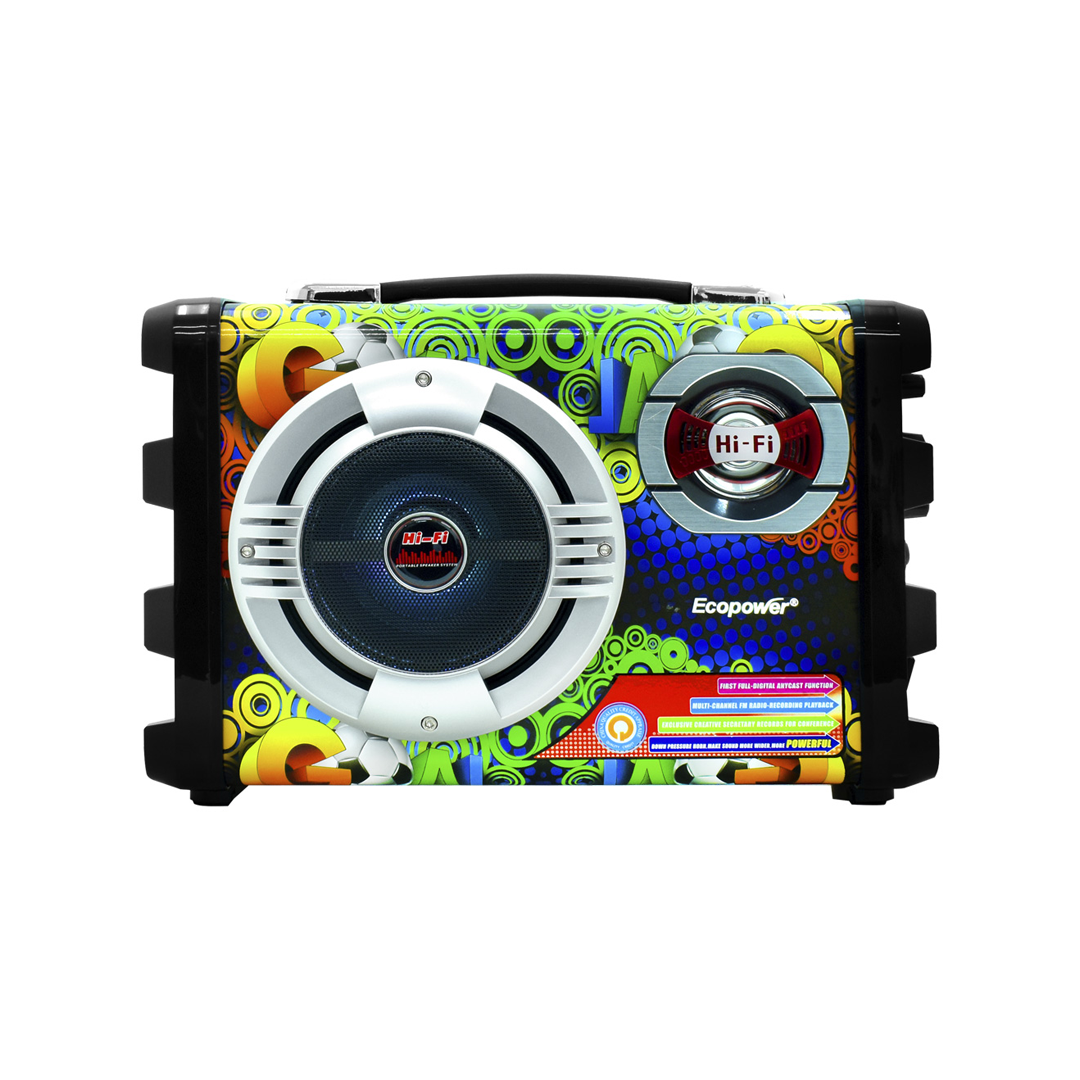 SPEAKER ECOPOWER EP-2220 LARANJA/COLORIDO BT/USB/FM/AUX