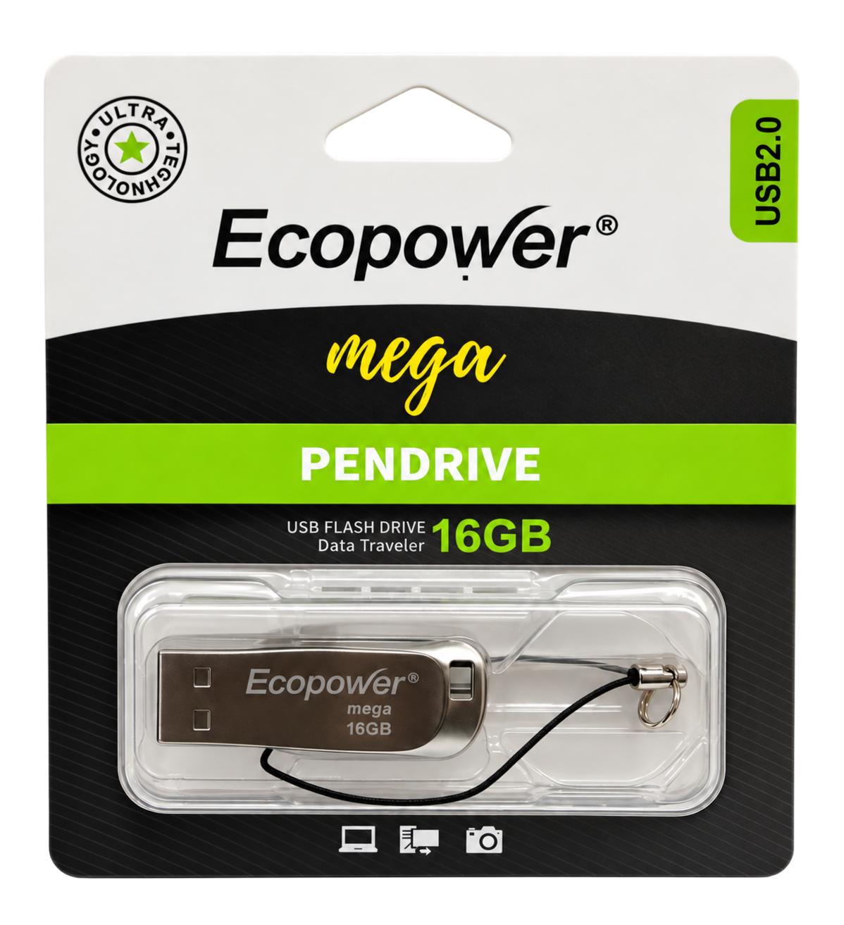 Anúncio: Pendrive Ecopower 16GB Prata 2.0 USB/ EP86016G202101