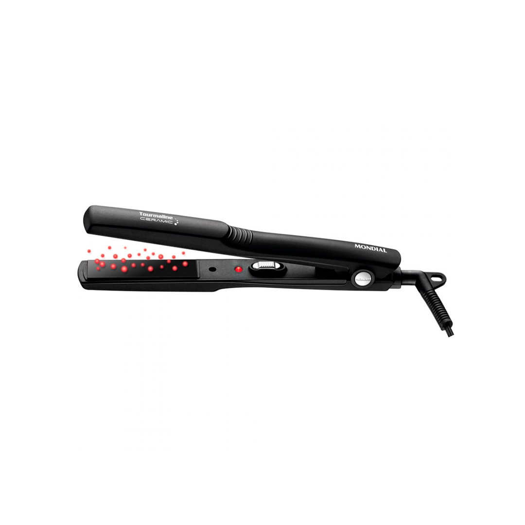 PRANCHA MONDIAL P-15 TOURMALINE CERAMIC PRETO BIVOLT 165070/150820