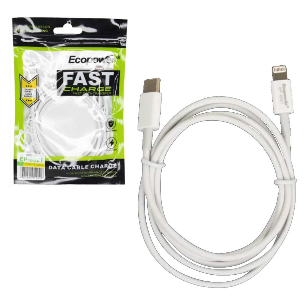 AC CEL CABO TYPE-C ECOPOWER EP-6021 IPHONE 1M/3A BRANCO