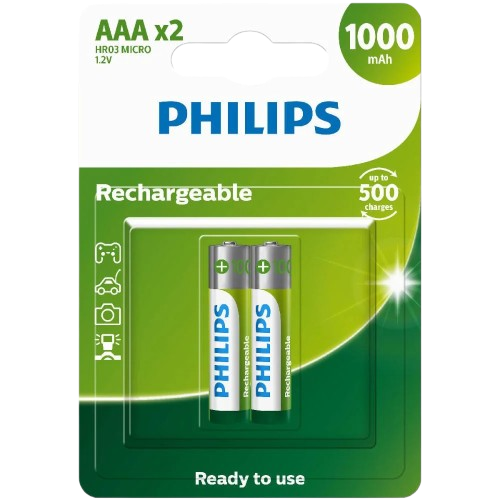 Anúncio: Pilha Philips Recarregavel Aaa 2P€S R03B2RTU10/97 1.2V 1000mAh 105140