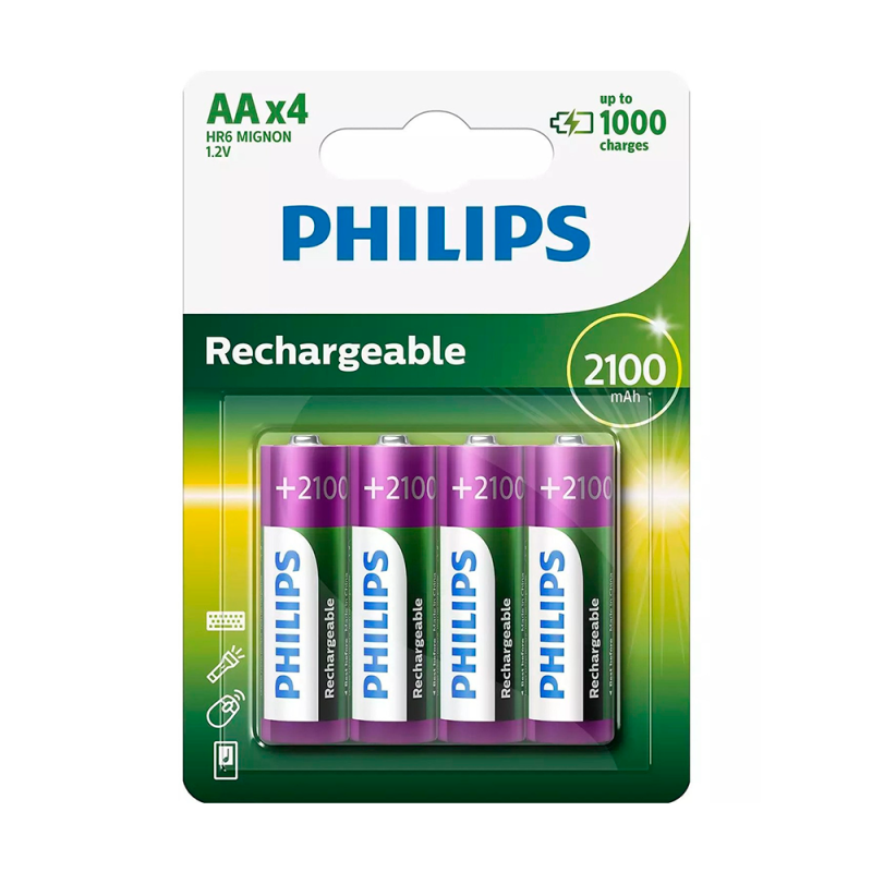 PILHA PHILIPS RECARREGAVEL AAA 4P€S R03B4RTU10/97 1.2V 1000MAH
