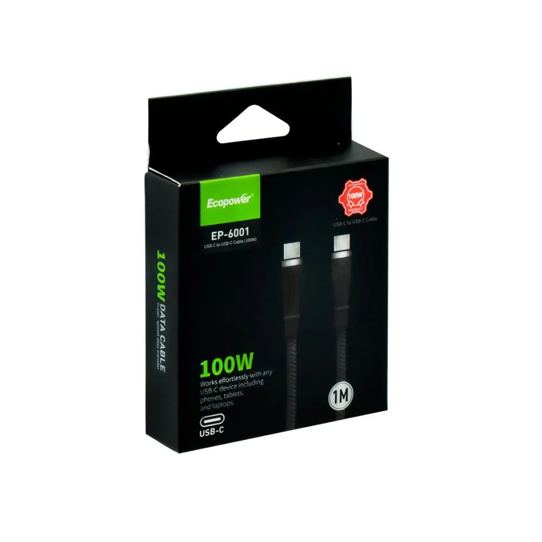 AC CEL CABO ECOPOWER EP-6001 1M/TYPE-C PRETO