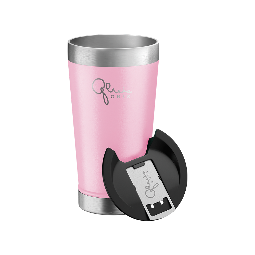 COPO TERMICO GHIS ROSA 473ML COM TAMPA E ABRIDOR