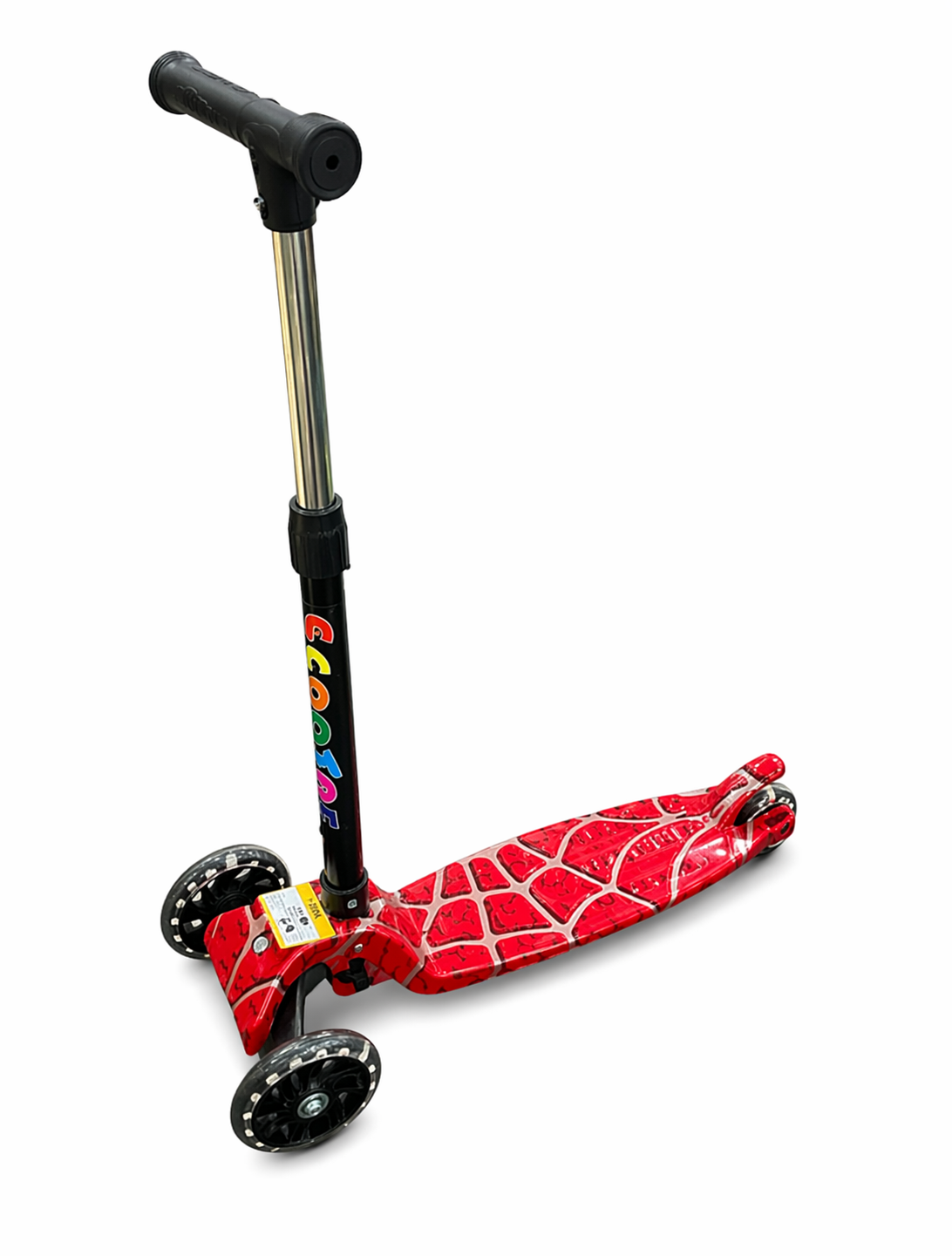 PATINETE INFANTIL SCOOTER C/LED VERMELHO TELA ARANHA