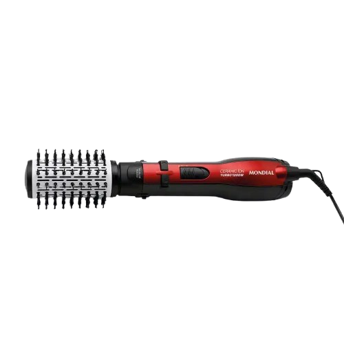 ESCOVA GIRATORIA MONDIAL ER-09 CERAMIC PRETO/VERMELHO 4IN1 110V