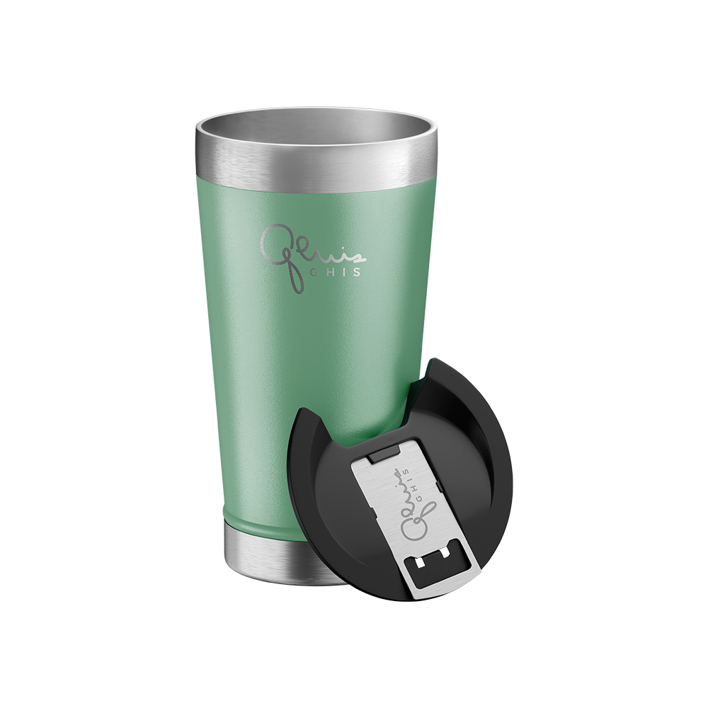 COPO TERMICO GHIS VERDE OLIVA 473ML COM TAMPA E ABRIDOR