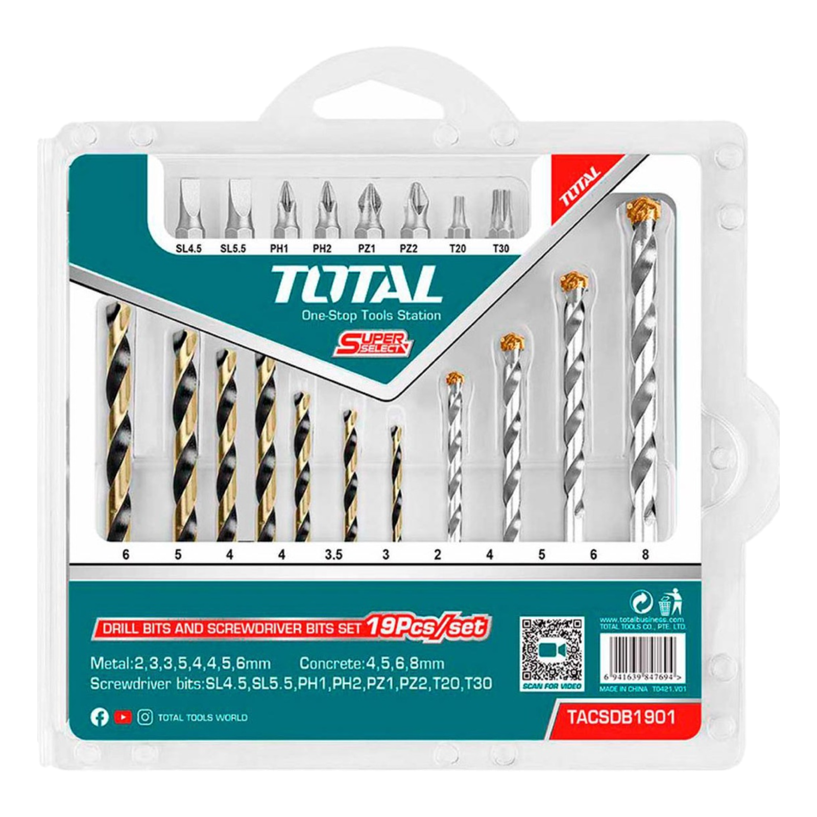 Anúncio: Kit Broca Total Utacsdb1901 19PCS FERRO/CONCRETO