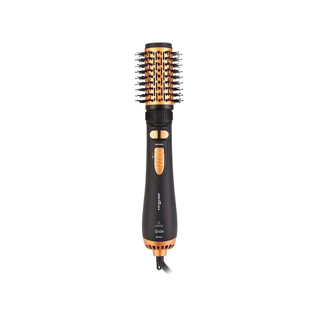 ESCOVA GIRATORIA BRITANIA BER20PD PRETO/DOURADO BIVOLT