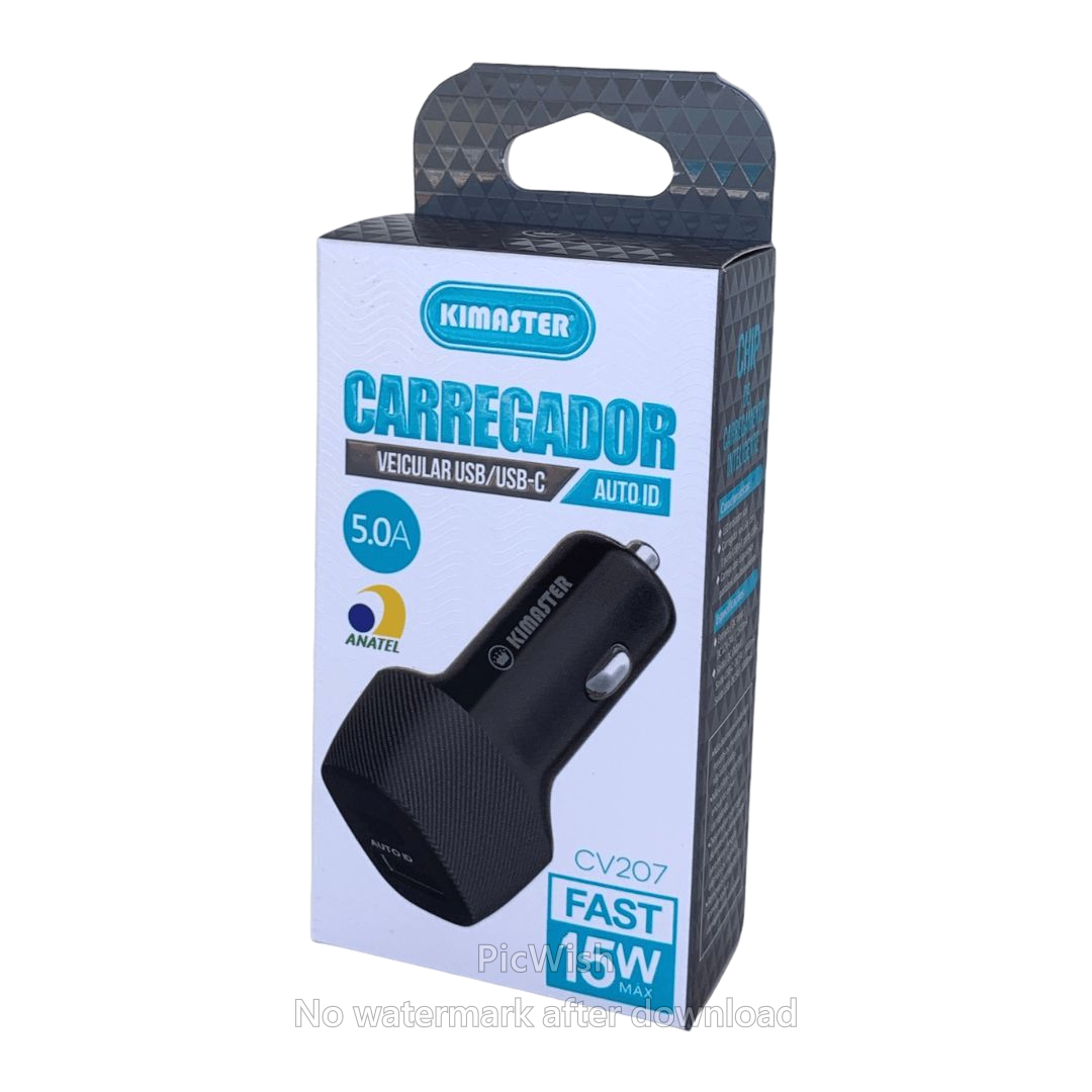 AC CEL Fonte VEIC Kimaster CV2070UL 1 USB USB-C iPhone Preto