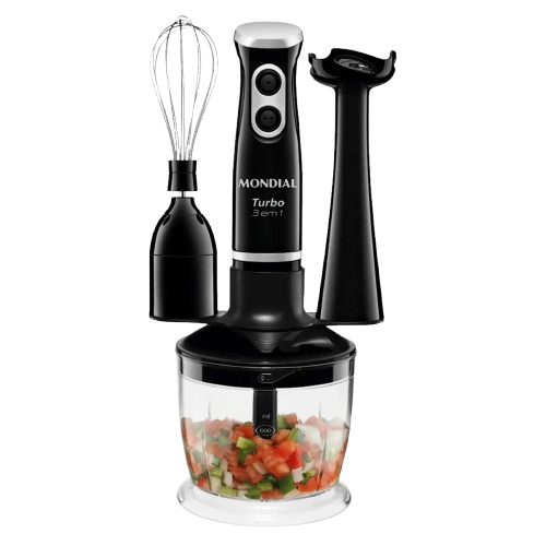 MIXER MONDIAL TURBO M-14 3EM1 PRETO 350W 110V