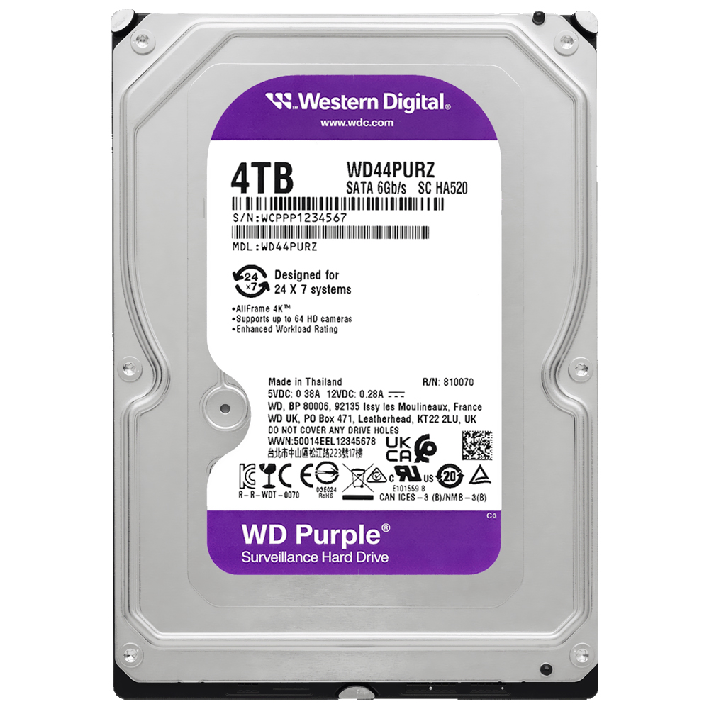 HD SATA3 4TB WESTERN DIGITAL WD44PURZ PURPLE