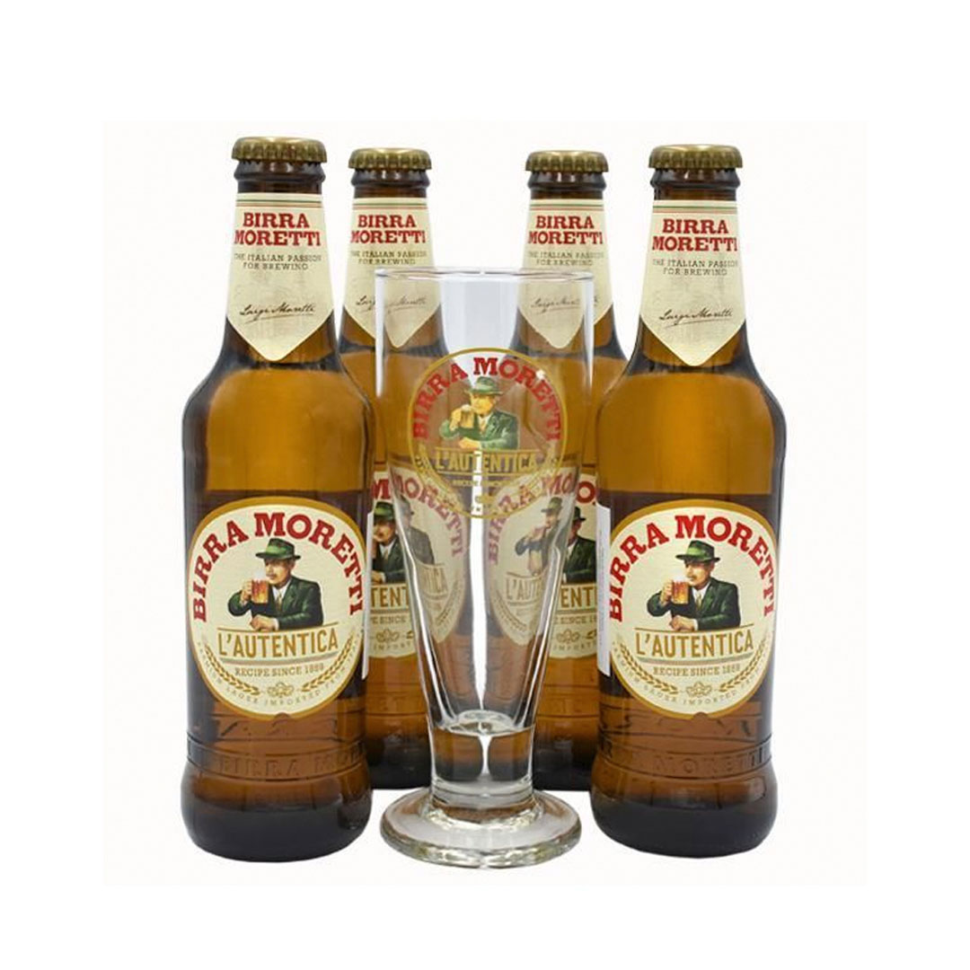 BEB CERVEJA ITALIA BIRRA MORETTI KIT 4X330ML +COPO