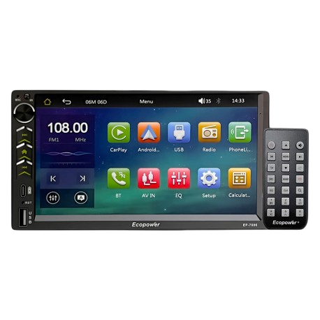 Central Multimídia Ecopower EP-7006 BT/USB/AUX/FM/Touch/Controle