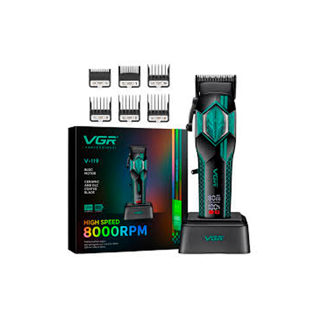 APARADOR DE PELO VGR PROFESIONAL V-119 PRETO/VERDE 8000RPM
