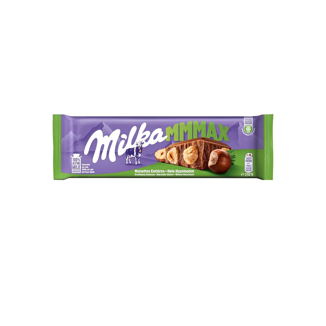 CHOCOLATE MILKA MMMAX HELE HAZELNOTEN BARRA 250G