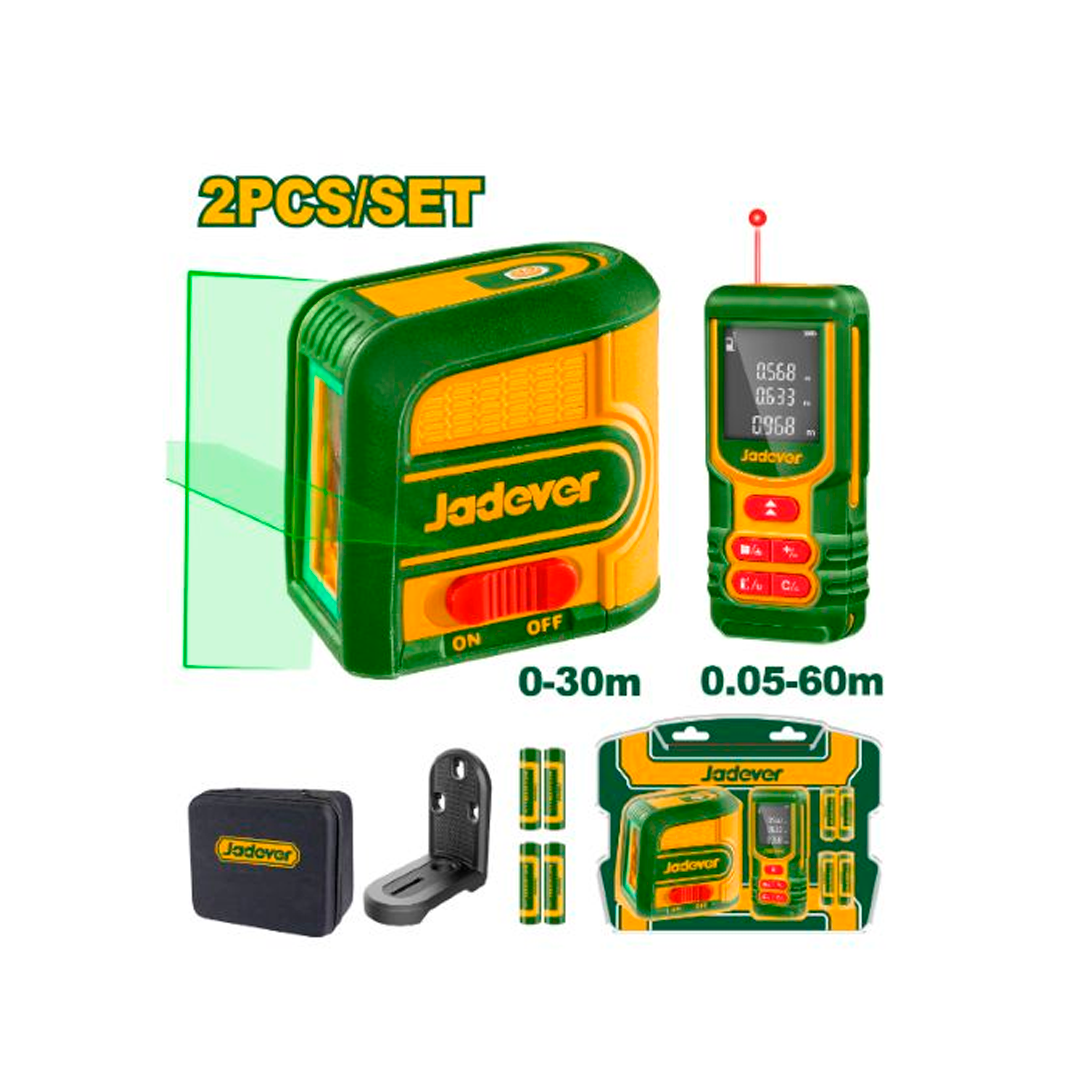 KIT NIVELADOR LASER 0-30M+TRENA LASER 0.05-60M JADEVER JDLDK1401 2PCS*