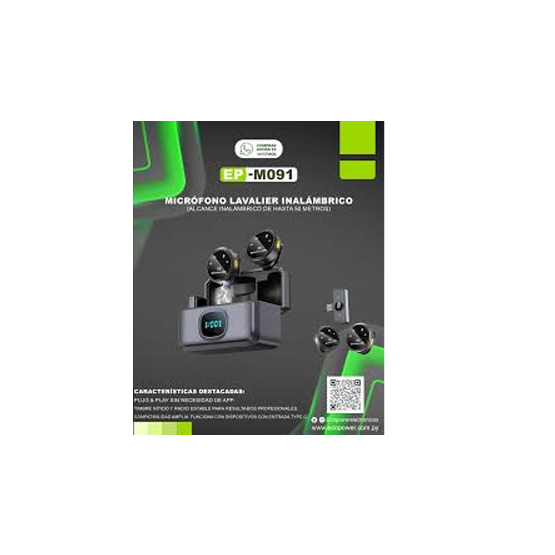 MICROFONE WIR ECOPOWER EP-M091 2MIC TYPE-C