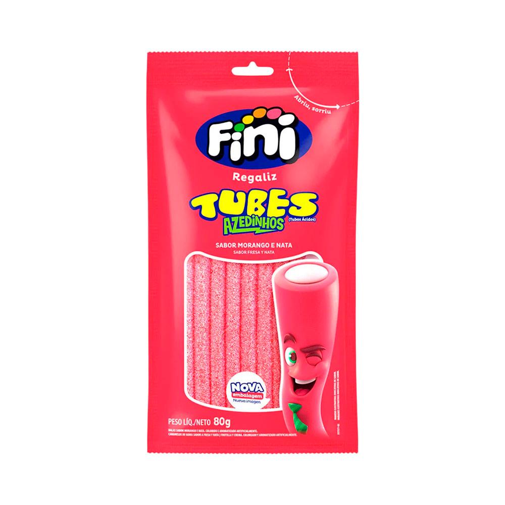 Anúncio: Goma Fini Regaliz Tubes Azedinhos Morango e Nata 350G 10UNID