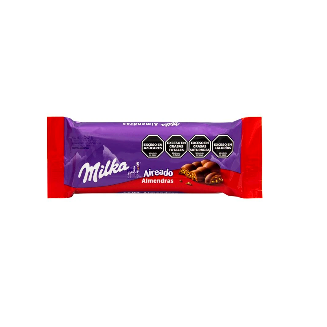 CHOCOLATE MILKA ALMENDRAS BARRA AIREADO 50G