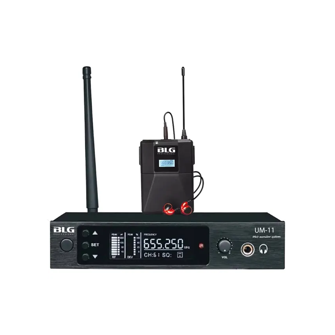 MICROFONE MONITOR IN-EAR UM-11 BLG SIM FIO 1MONI/1RC/100CANA/100M/UNF