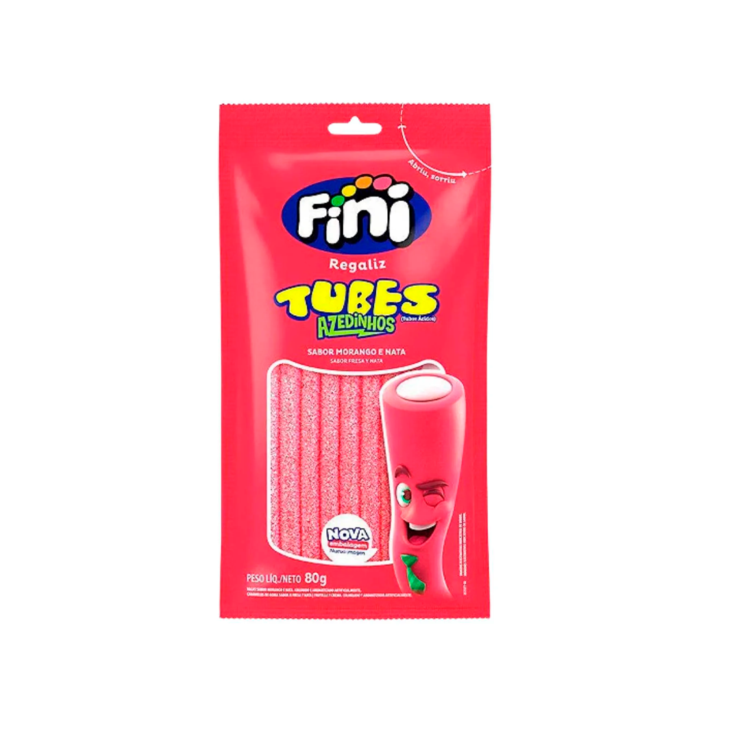 GOMA FINI REGALIZ TUBES AZEDINHOS ORANGO E NATA 80G