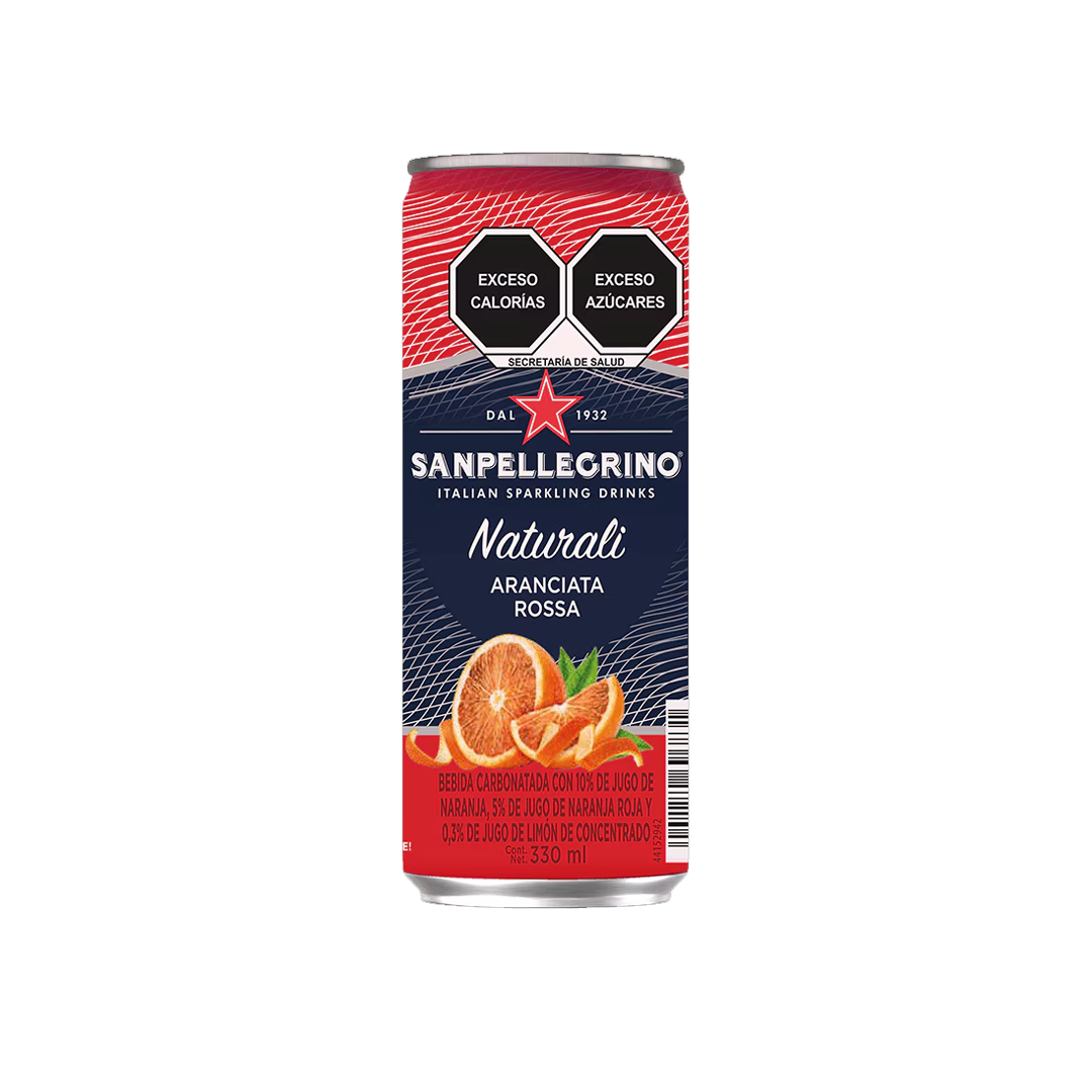 AGUA MINERAL SANPELEGRINO ARANCIATA ROSSA 330ML LATA