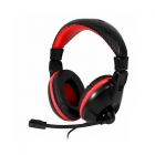 FONE C/ MICROFONE SATELLITE AE-265 PRETO VERMELHO