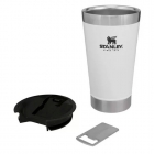 COPO TERMICO STANLEY CLASSIC BEER PINT BRANCO 473ML COM TAMPA E ABRID*